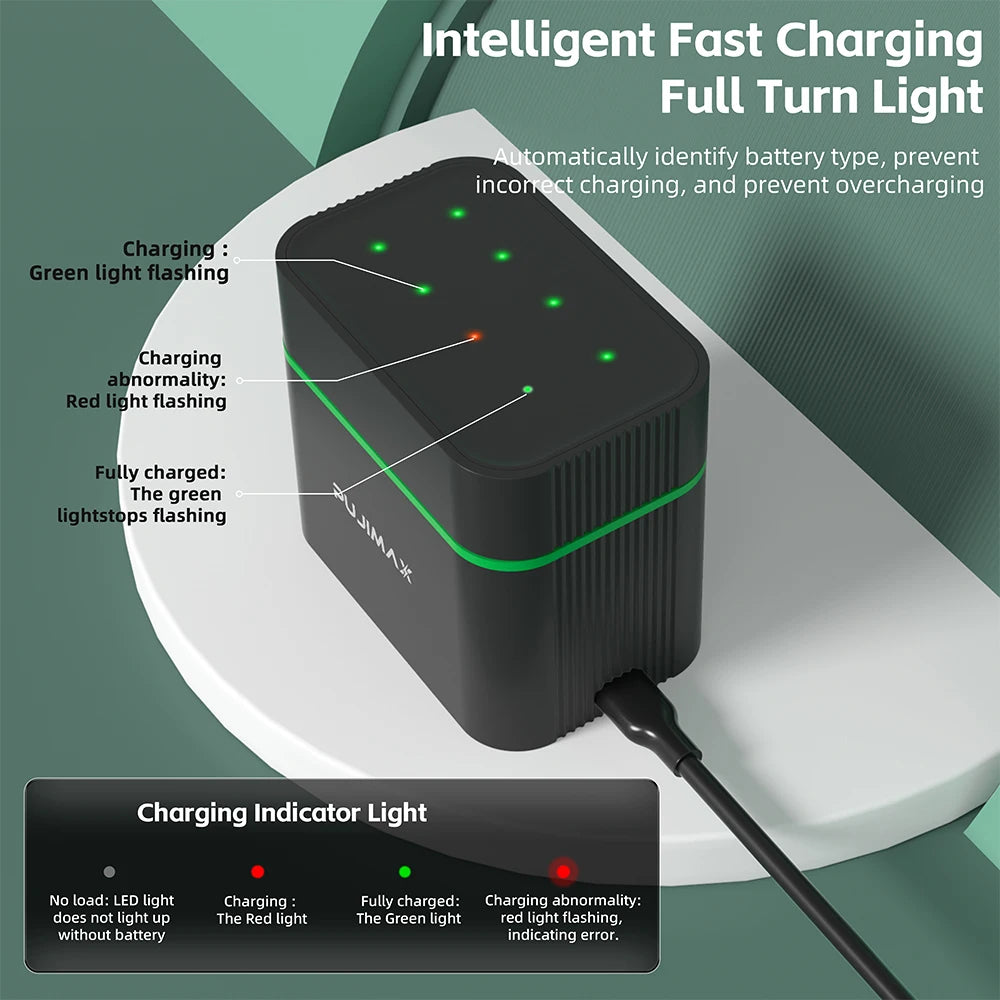 PUJIMAX 1.5V AA Rechargeable Lithium-Ion 4255mWh Batteries with Smart Charger – 2 or 4 Pack